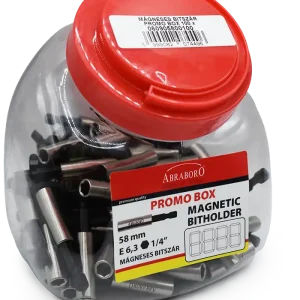 Abraboro 1/4” x 58 mm E 6.3 mágneses bittartó, 100 db/csomag (Promo Box) - Prémium