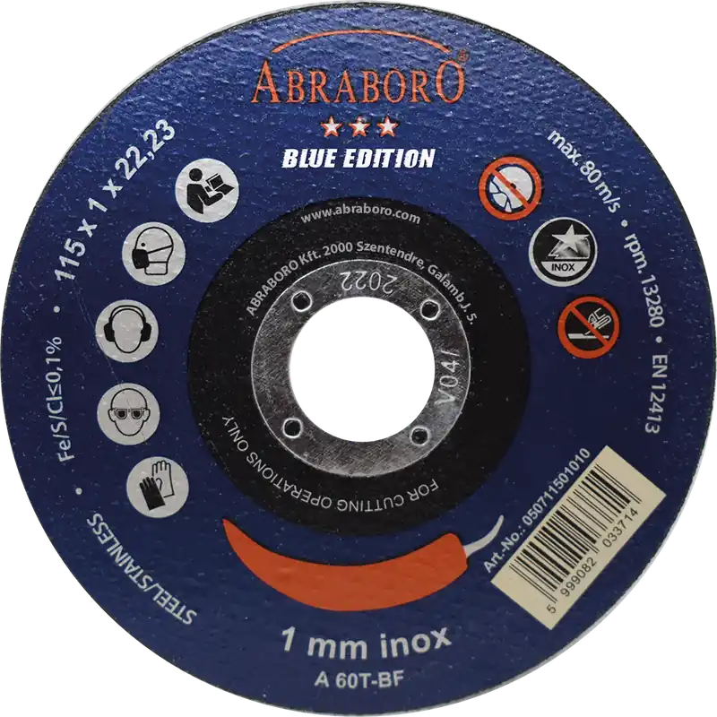 Abraboro 115 x 1.0 x 22 mm CHILI INOX BLUE EDITION fémvágó korong, Protect Pack, 10 db/csomag - Bestseller