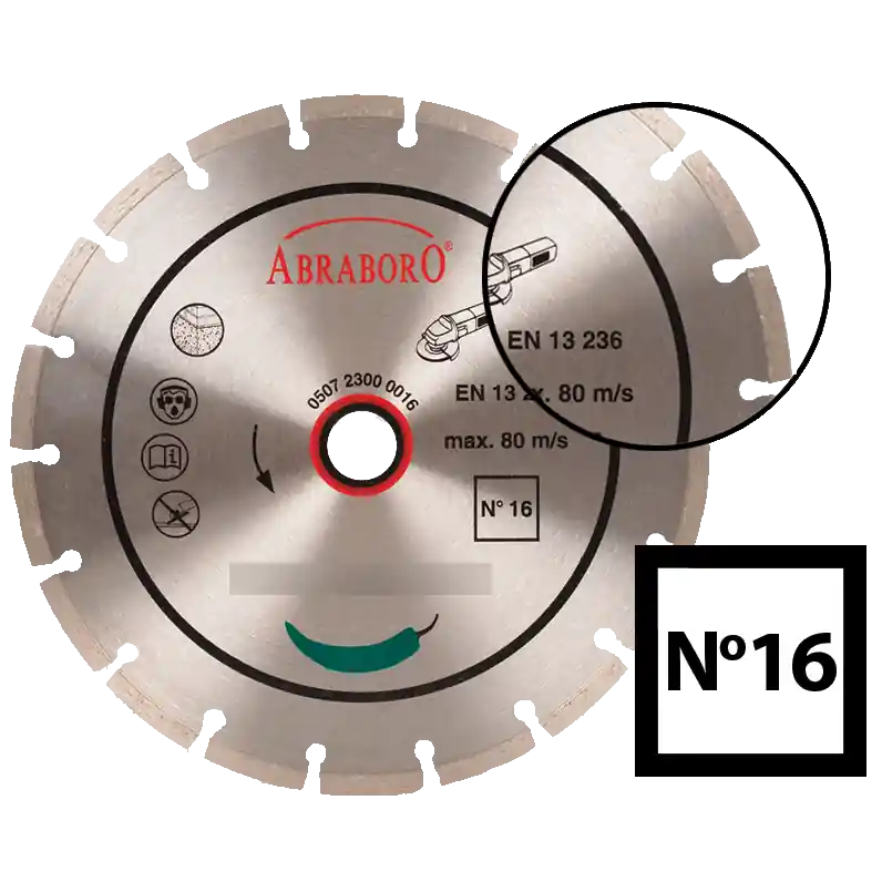 Abraboro 115 x 22.23 mm No.16 univerzális gyémánttárcsa | Kihagyhatatlan ajánlat