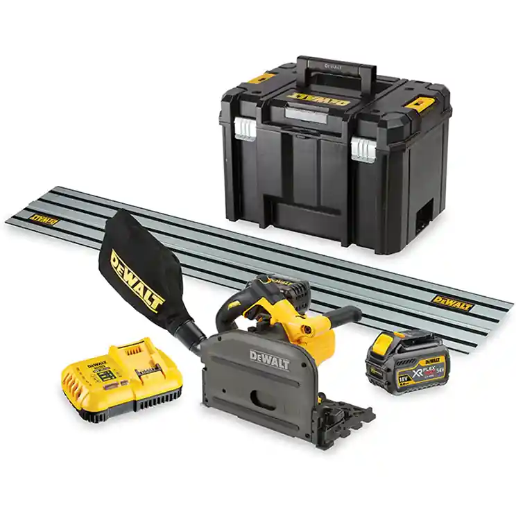 Alacsony ár | Dewalt DCS520T2R akkus merülőfűrész (2 x 6.0 Ah Li-ion akkuval, TSTAK kofferben) + vezetősín (1.5 m)
