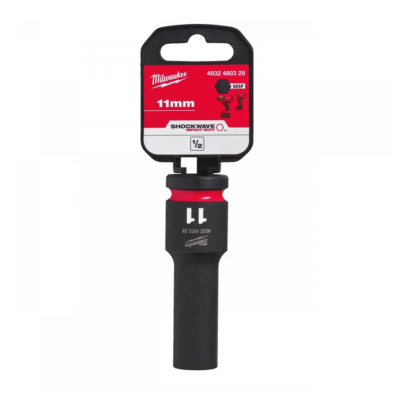 Gyors szállítás | Milwaukee Shockwave Impact Duty™ 1/2"-os gépi dugókulcs fej, hosszú, 6-lapú, 11 mm